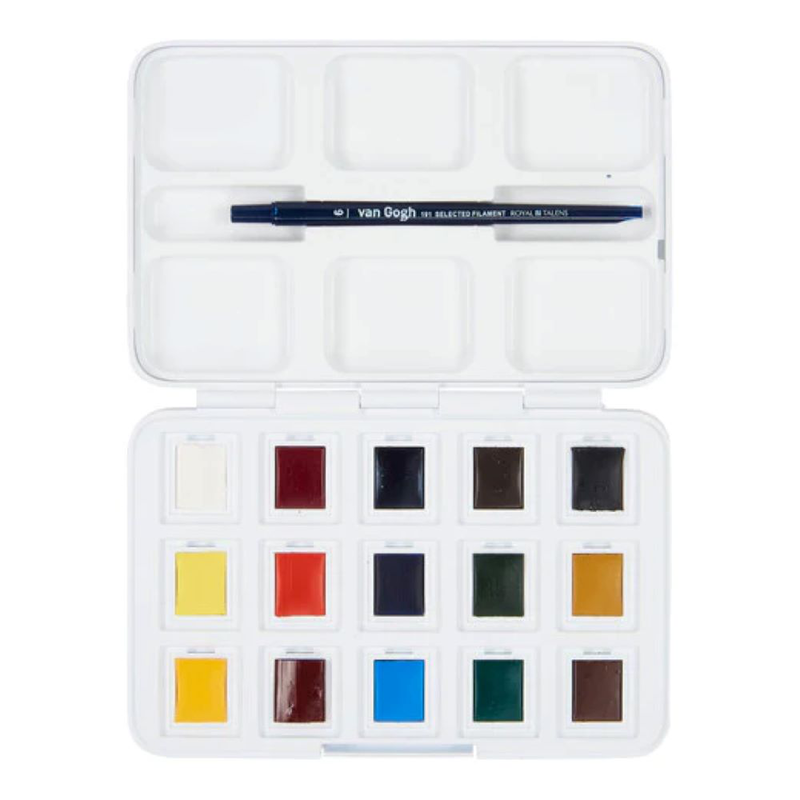 Product image: Van gogh watercolour pocket box basic colours | 12 half pans + 3 colours for free, , medium-null