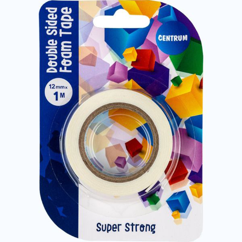 Double side super strong foam tape 12mm x 1m, thickness 1.0mm, , medium-null