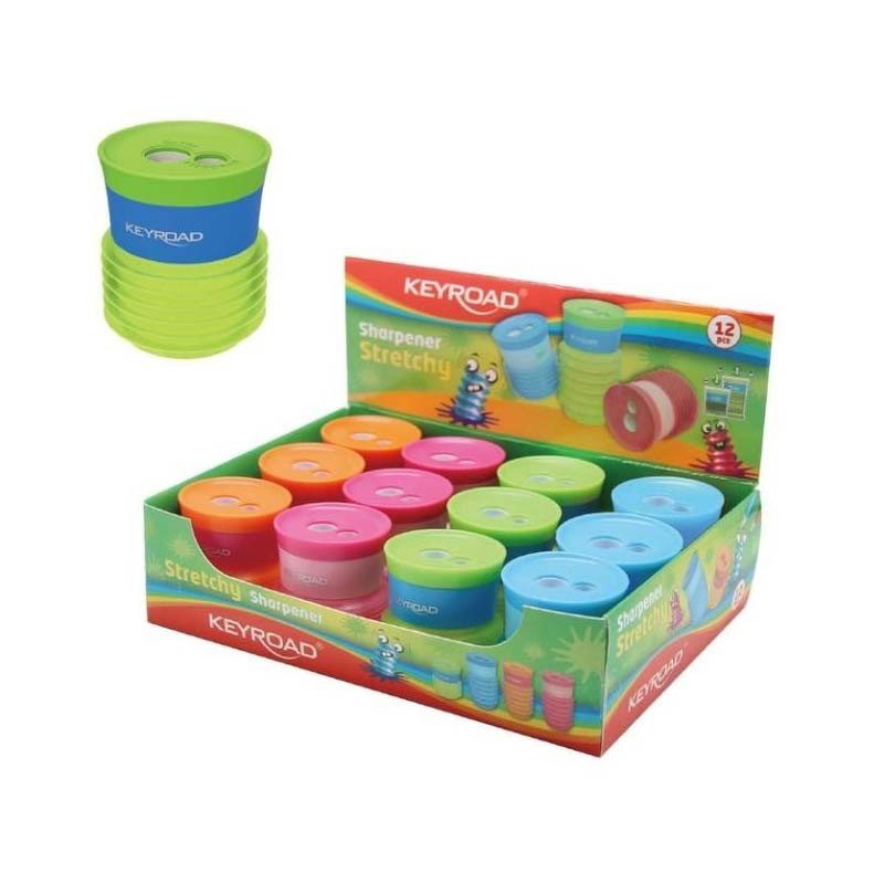 Pencil sharpener 2hole colored acordeon strechy, , medium-null