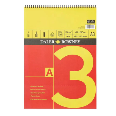 Daler-rowney a series spiral sketch pad 150g a3 25sh, , medium
