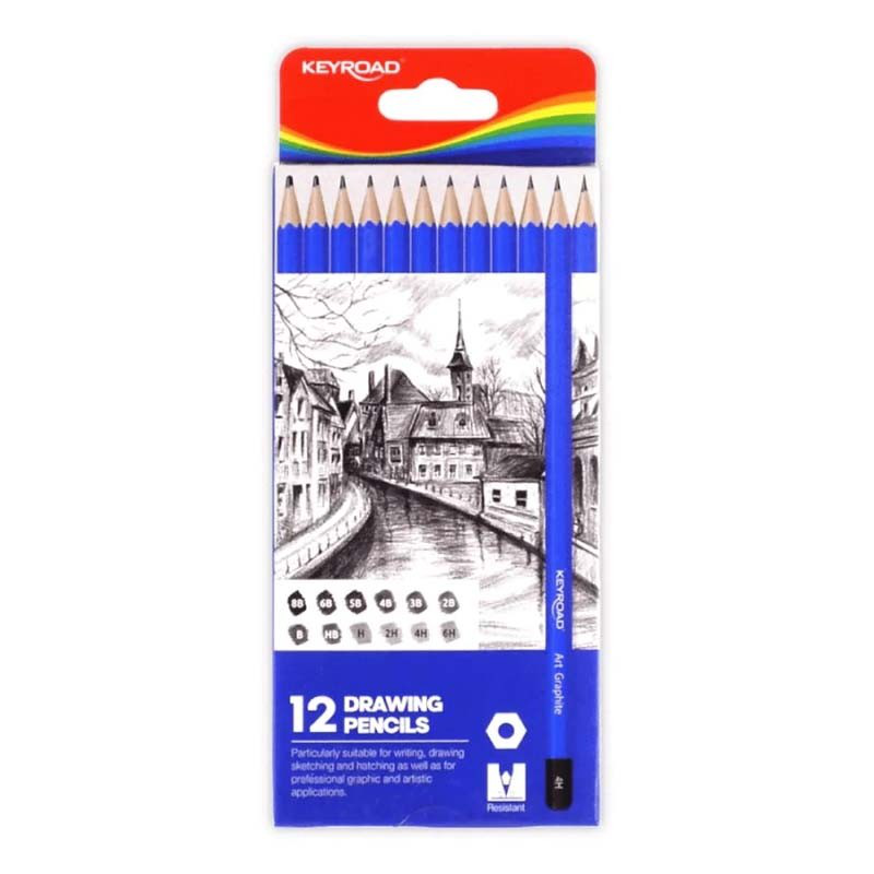 Drawing pencils black 12pcs - keyroad, , medium-null