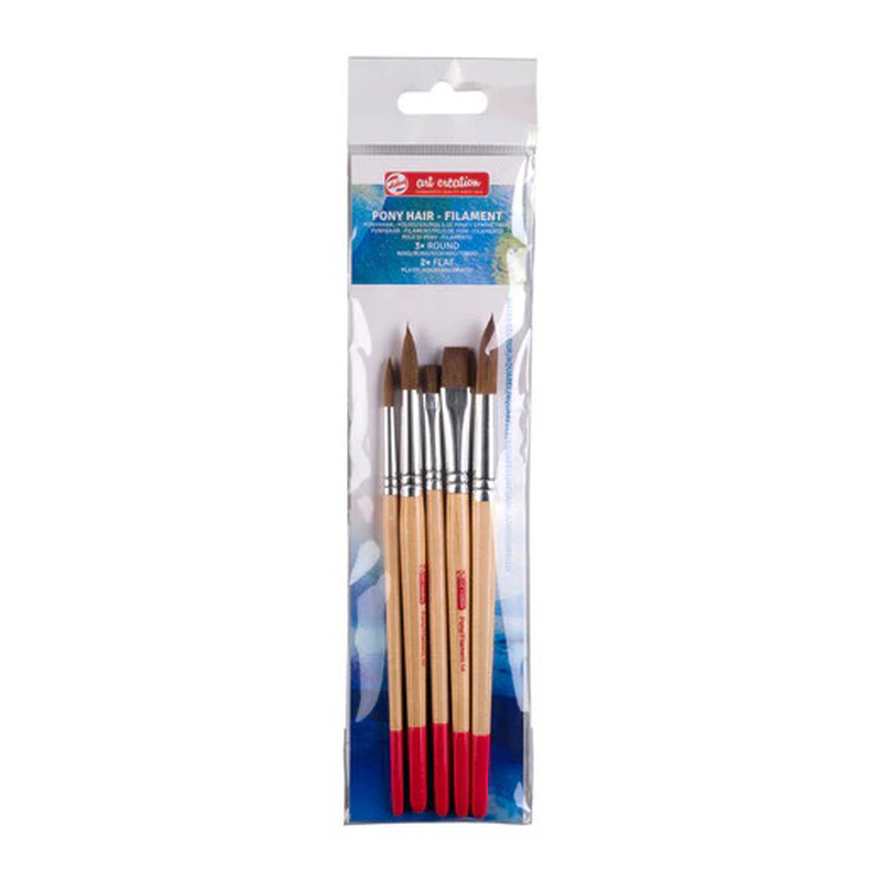 Art creation water colour brushes set 3 x round 2 x flat, , medium-null