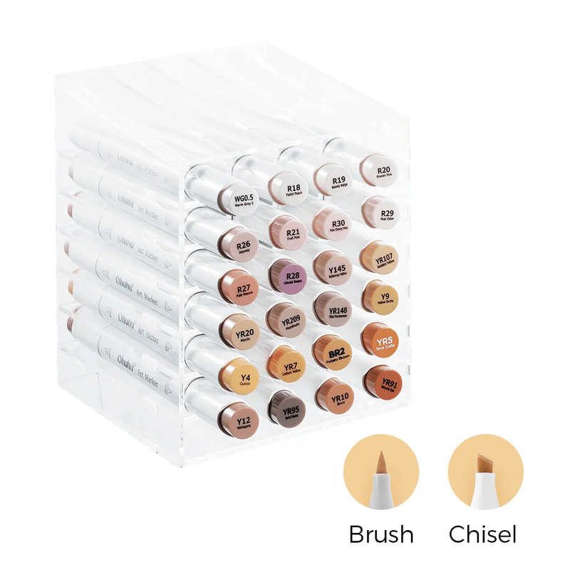 Ohuhu markers skin tone 24 colours dual tips brush & chisel, , medium image number null