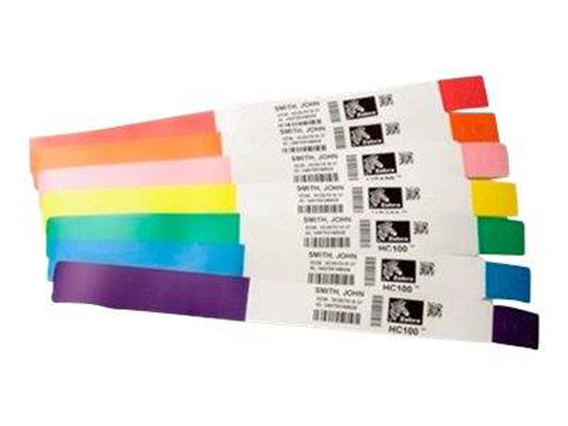 Zebra z-band direct / polypropylene (pp) / permanent acrylic adhesive / perforated / 6 mil / white, black sensing mark / 25.4 x 279.4 mm 1200 pcs. (6 roll(s) x 200) wristbands / for zebra hc100, hc100 patient i.d. Solution, , medium-null