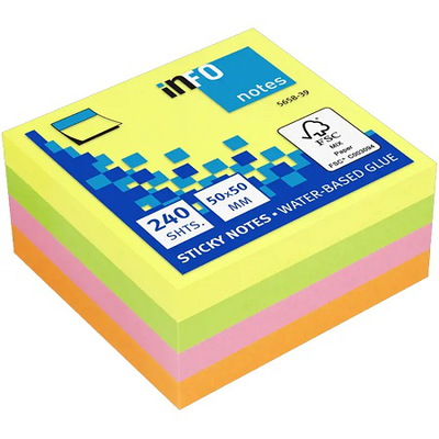 Info sticky notes 50x50mm brill-mix 240 sheets, , medium