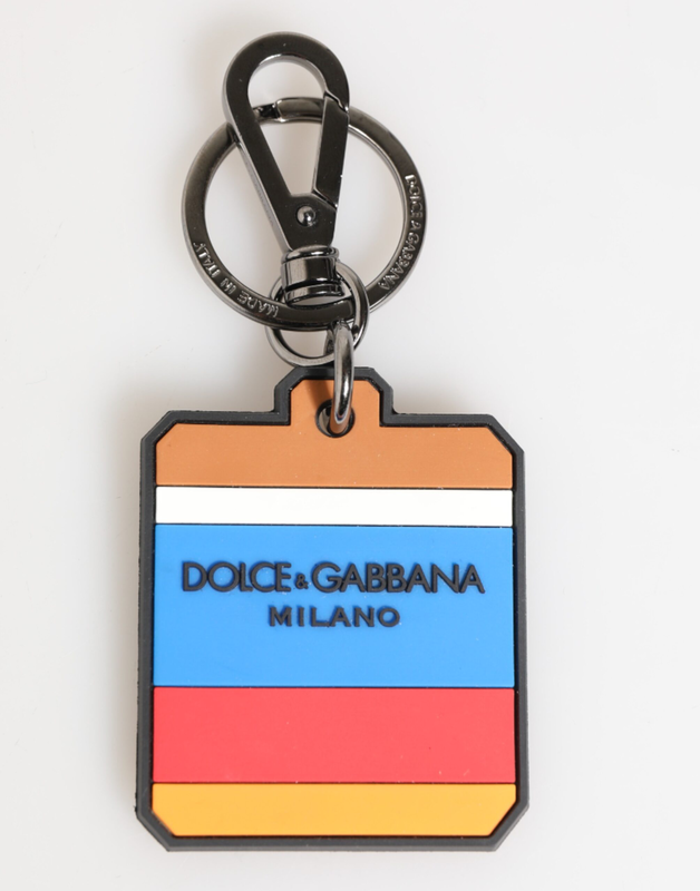Multicolor dg rubber logo silver men's keychain keyring-null