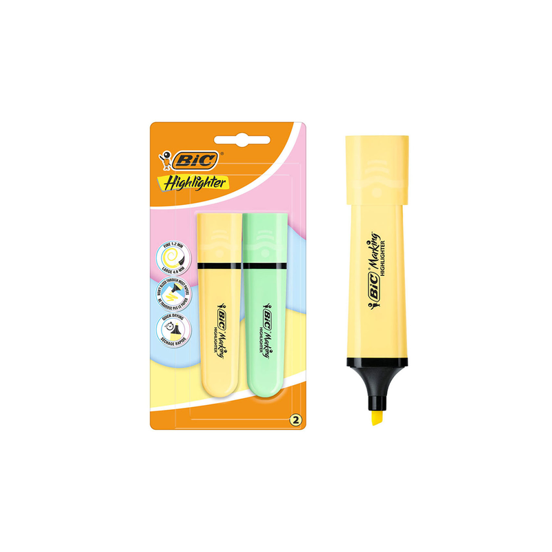 Product image: Bic highlighter yellow & green pastel 2pcs, , medium-null