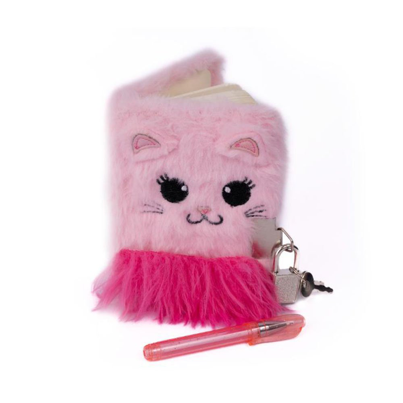 Kitty furry notebook with pen, , medium image number null