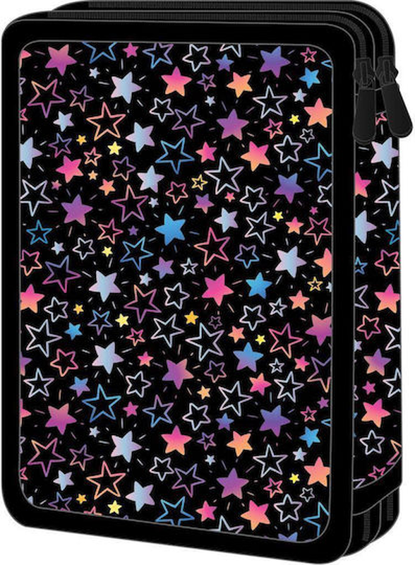 Must double decker filled pencil case 15x5x21cm hologram stars, , medium-null