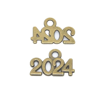 Metal charm antique bronze 14x9mm "2024" 1piece, , medium