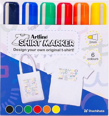 Artline pack of 6 fabric markers for t-shirts, , medium