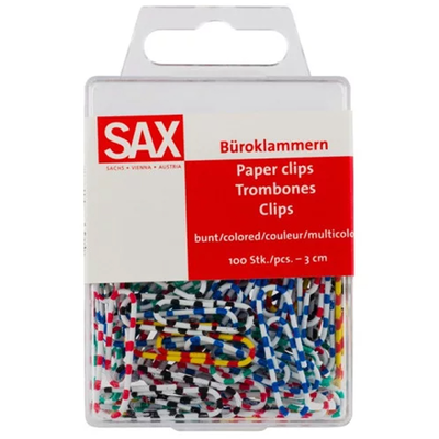 Sax zebra paper clips 30mm p100-mcl