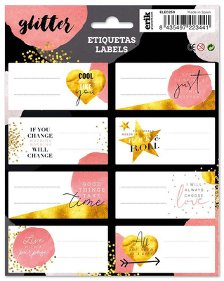 Erik grupo ele0259 self-adhesive labels, glitter gold dreams