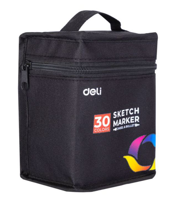 Product image: Deli twin sketch alcohol markers 30 colours bag set, , medium-null