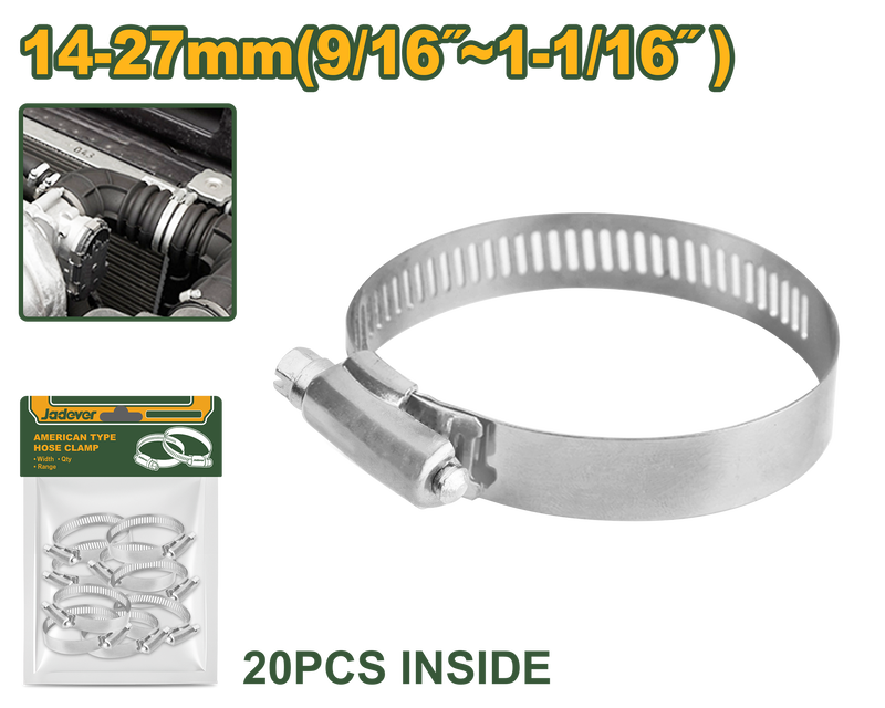 American type hose clamp 14-27mm jadever, , medium-null