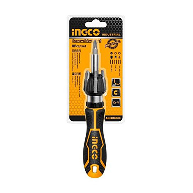Ingco akisd0808 ratchet screwdriver set 8pcs, , medium-null
