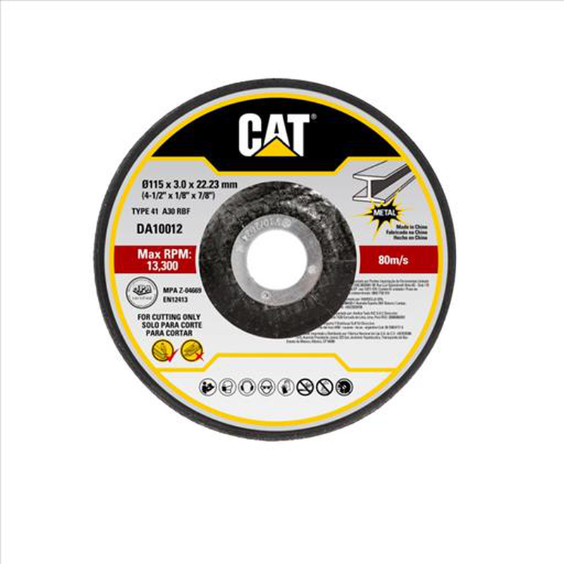 Cat da10012 abrasive cutting disc depressed metal 115x3.00x22.23mm type 42 a30 rbf pack x 10, , medium-null