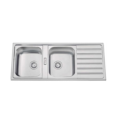 Sink rodi urban 120 s/steel with handle and siphon 1200x500 2b 1d, , medium