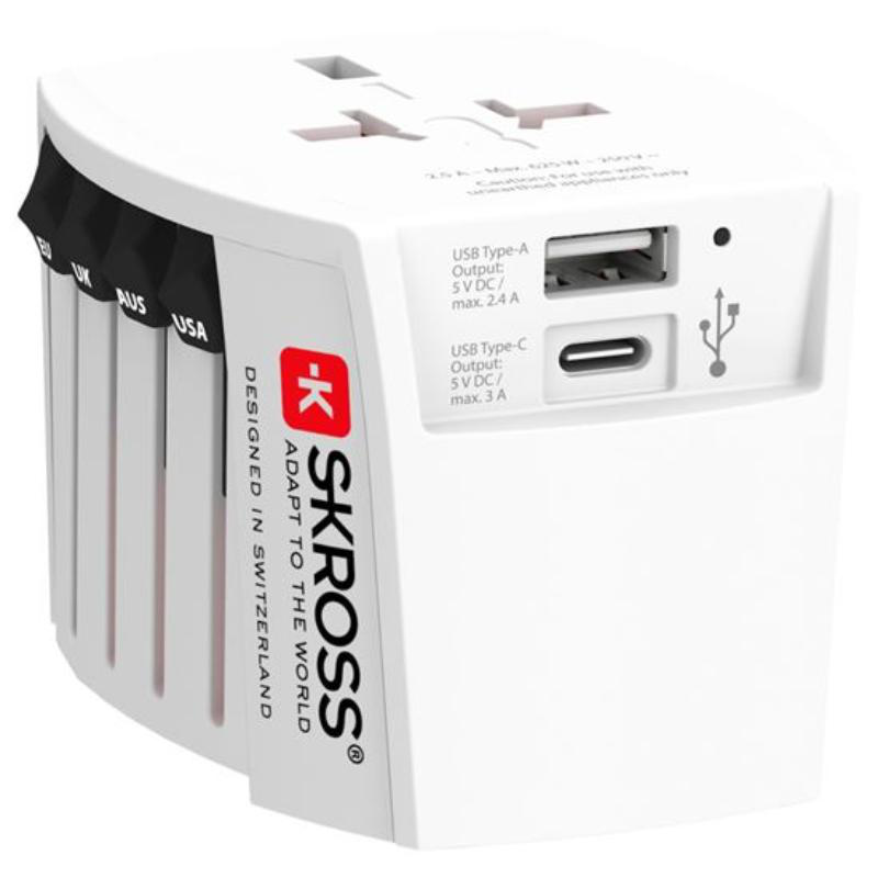 Skross προσαρμογεας ταξιδιου muv USB a+c - ασπρο, , medium-null
