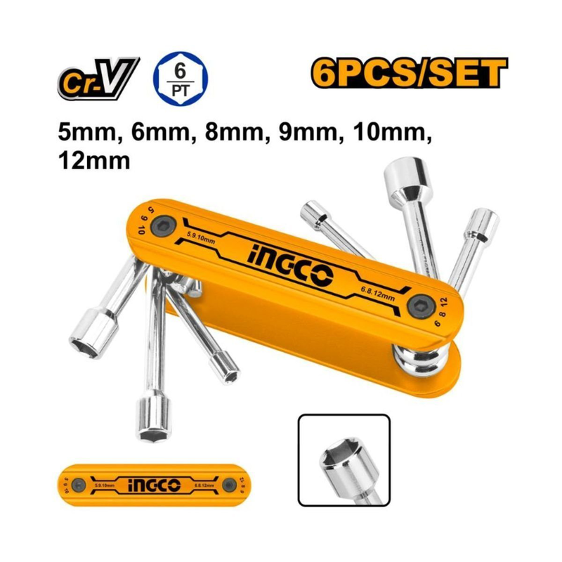 Ingco folding nut driver set 6pcs, , medium-null