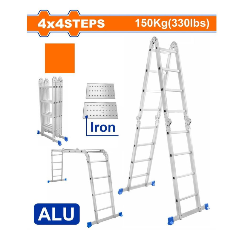 Product image: Wadfow πολυμορφική σκάλα αλουμινίου 4x4 με πολλαπλές θέσεις & μέγιστη αντοχή 150kg wld7h44, , medium-null