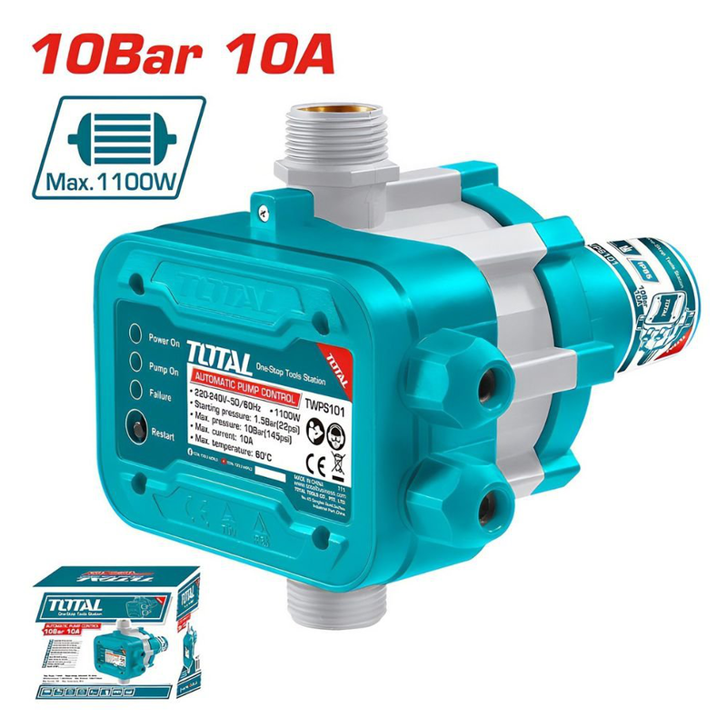 Product image: Total αυτόματος διακόπτης πίεσης με έναρξη στα 1.5bar, μέγιστη πίεση 10bar & ip65 προστασία (twps101), , medium-null