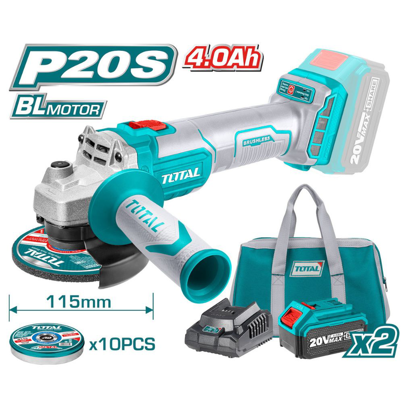 Product image: Total tagli-2011582 τροχός 115mm μπαταρίας 2x4ah με ρύθμιση στροφών, , medium-null