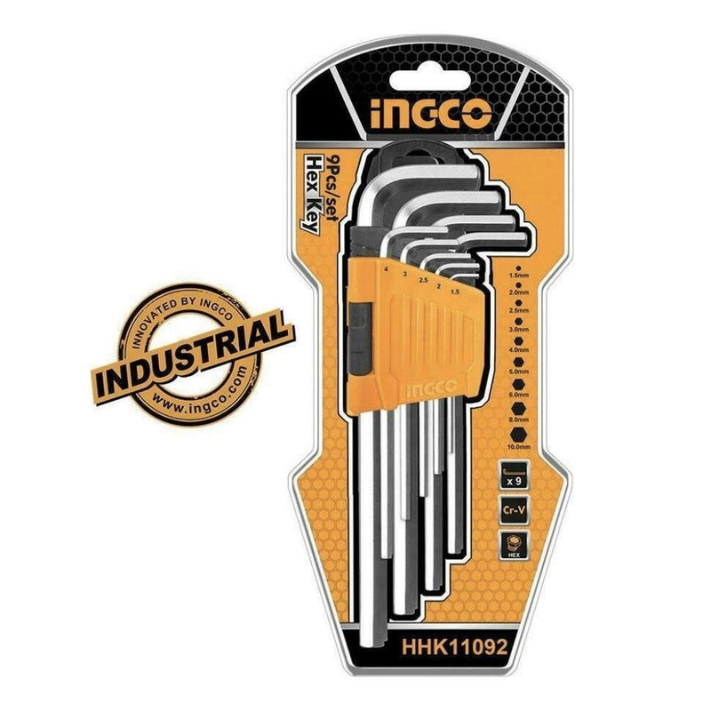 Ingco σετ κλειδιά allen hhk11092 1.5-10mm 9τμ extra long, , medium-null