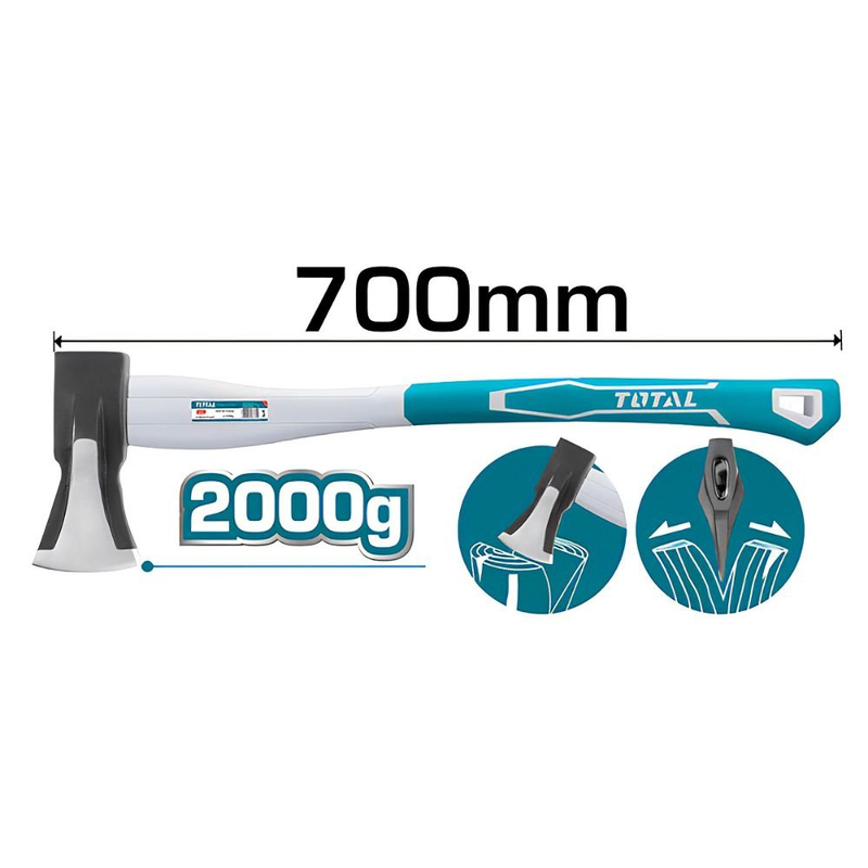 Product image: Total αεροπορικού τύπου τσεκούρι 2000g με λεπίδα από ανθρακούχο ατσάλι & λαβή fiberglass, , medium-null