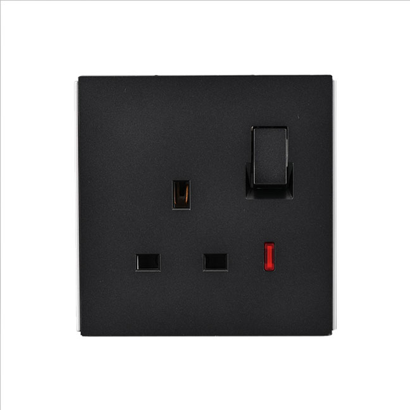 Powerlink accessories 13a dp bs 1-gang socket with neon black matte, , medium image number null