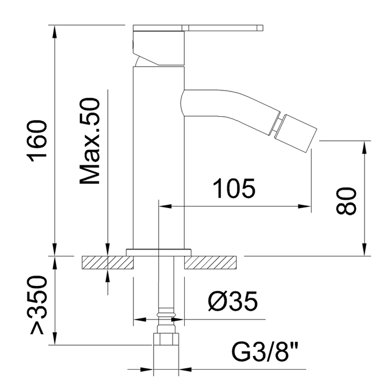 Product image: Nexus brushed gunmetal single-lever bidet mixer, , medium-null