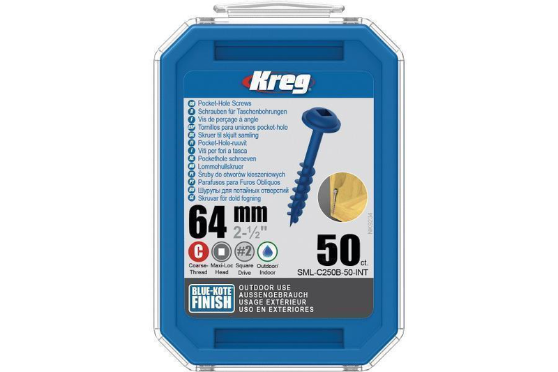 Kreg sml-c250b-50-int - blue-kote pocket hole screws 64mm (170323)-null
