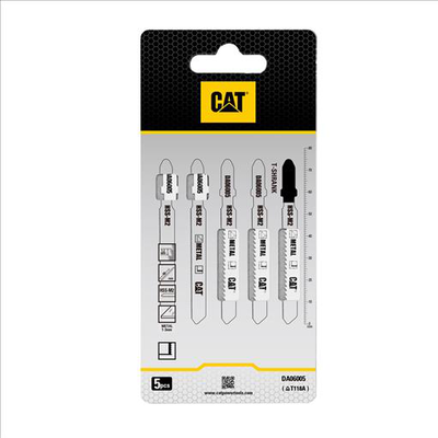Cat da06005 jigsaw blades t-shank metal 75x1.0x30tpi hcs t118a  1-3mm fine pack x 5, , medium