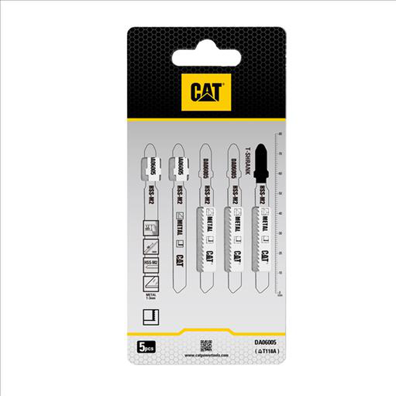 Cat da06005 jigsaw blades t-shank metal 75x1.0x30tpi hcs t118a  1-3mm fine pack x 5, , medium-null