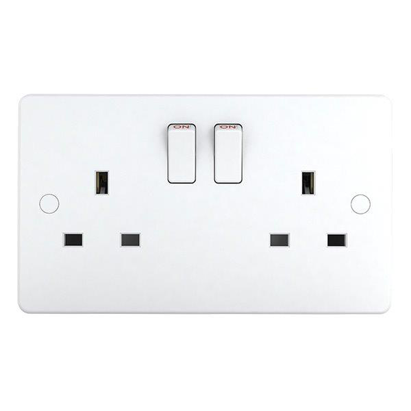 Flat socket 13amp 2gang, , medium-null