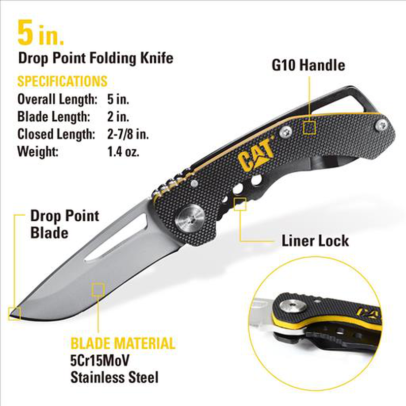Cat 105967 mini 3pcs multi tool , knife and keychain  black / yellow, , medium-null