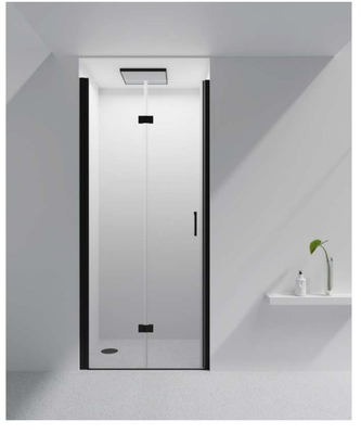 Bi-fold shower cabin clear glass, Matte Black, medium
