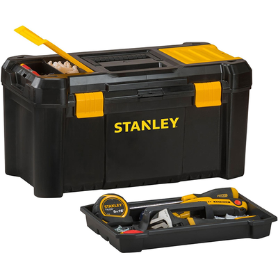 Stanley 19 inch lockable compartmets removable tray storage organiser tool box