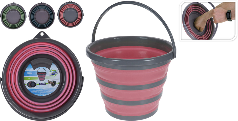 Bucket pp 10l foldable 3 assorted colors, , medium image number null