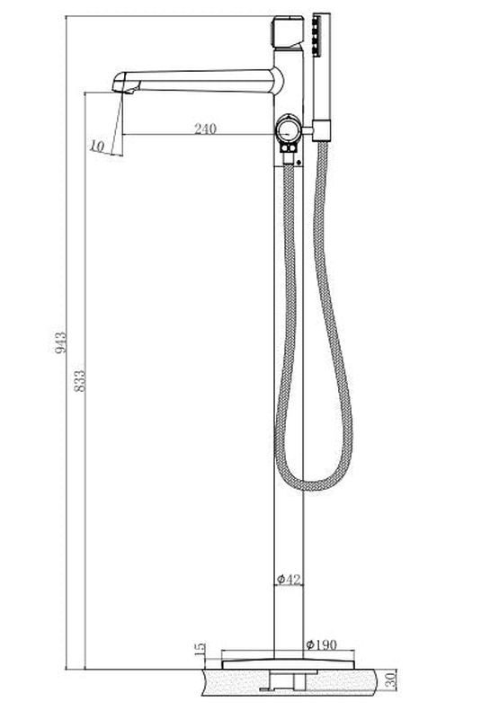 Floor standing round bath mixer, , medium image number null