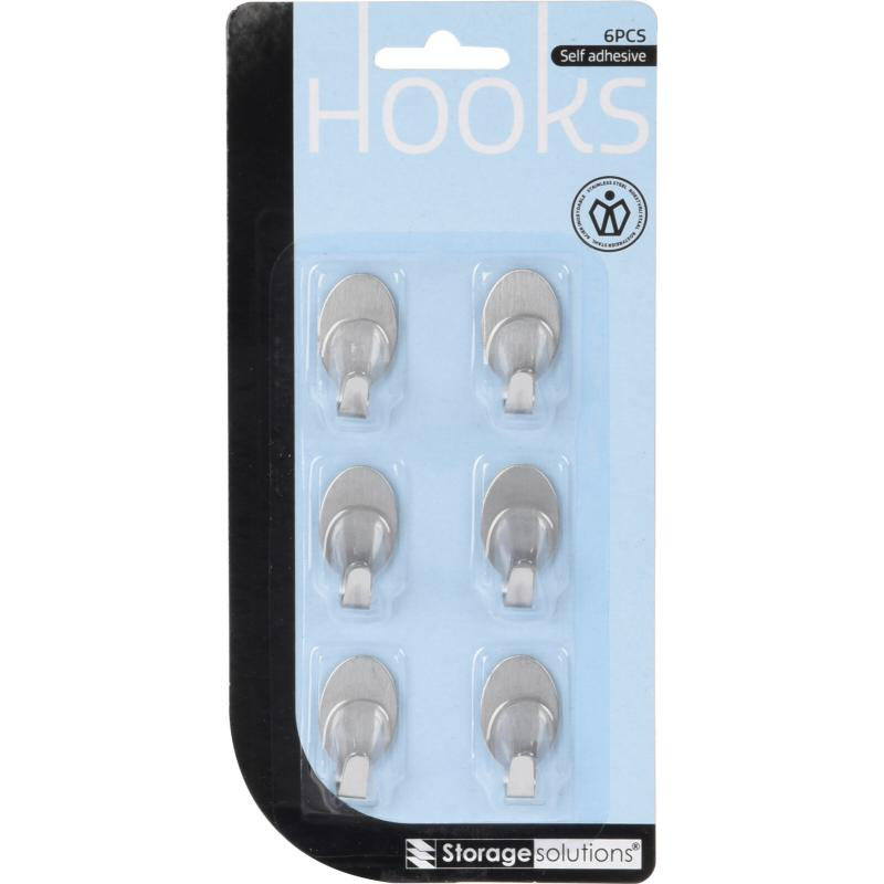 Stainless steel hooks 6pcs - assorted shapes, , medium-null