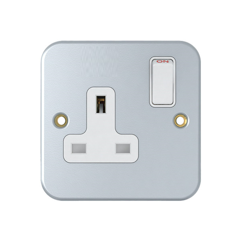 Product image: Powerlink accessories 13a metal 1-gang switched socket with double earth terminal double pole, , medium-null