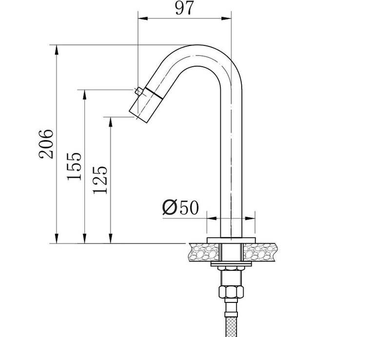 Round kitchen mixer single tap, , medium-null