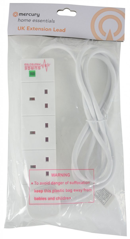 Product image: Mercury 4gang with surge protector 2.0m in polybag 430.009uk, , medium-null
