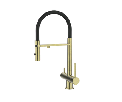 Brushed gold/ black kitchen mixer 3-way, Black, medium
