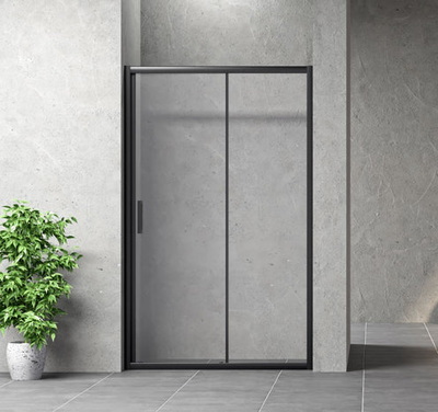 Sliding shower door clear glass with black frame