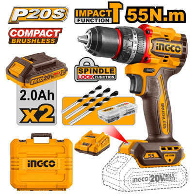 Ingco cidli20558e impact drill set 20v, , medium