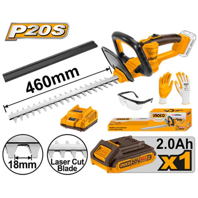 Product image: Ingco σετ θαμνοκοπτικό μπαταρίας 20v με μπαταρία 2.0ah, φορτιστή & αξεσουαρ, , medium-null