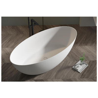 Free standing solid surface bathtub white matte 170x100x56cm, , medium