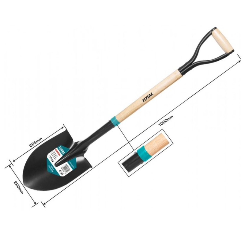 Product image: Total φτυάρι μεταλλικό με ξύλινη χειρολαβή 102cm, , medium-null